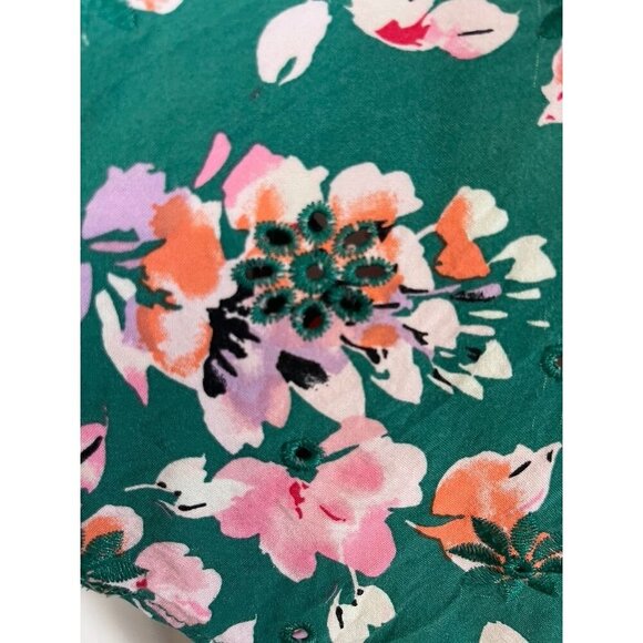 Torrid Floral Cold Shoulder Tank 5X Green Tropical Coastal Classic Chic Preppy - Picture 4 of 11